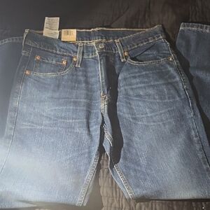 Blue Straight Leg Denim Jeans